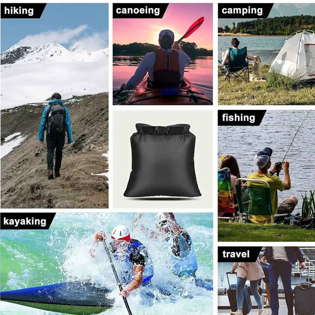 6-Piece Waterproof Dry Bag Set – For Hiking, Camping & Water Sports