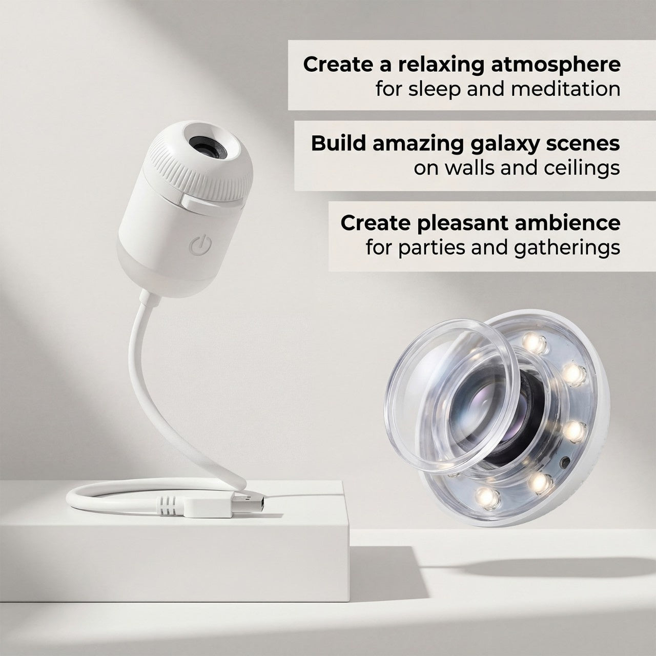 USB Projection Night Light – Colour-Changing Room Atmosphere Lamp Famies by Dams