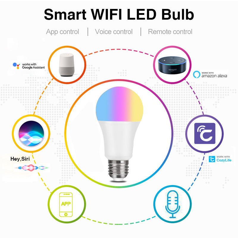 Wi-Fi Smart LED Bulb – RGBCW Colour Changing, Alexa & Google Compatible Famies by Dams