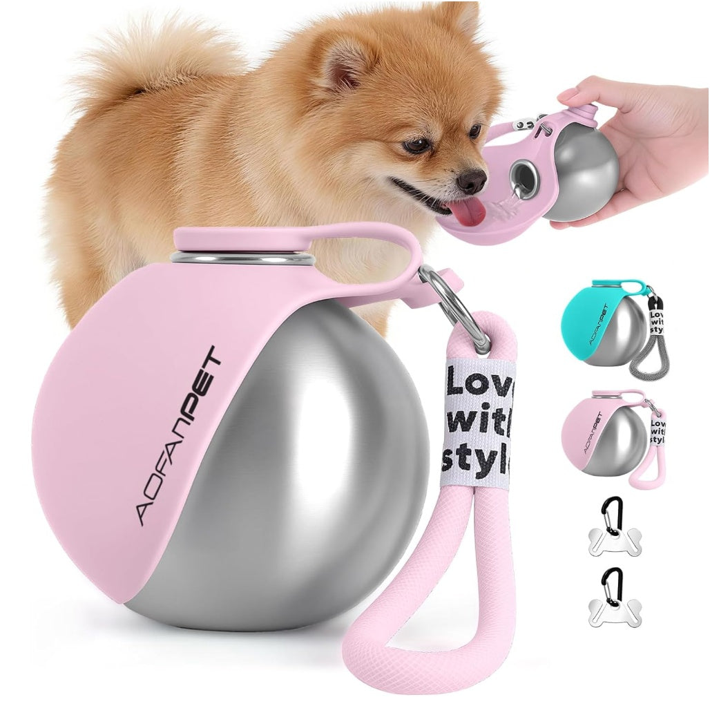 Portable Stainless Steel Pet Water Bottle – Dog Travel Drinking Cup Famies by Dams
