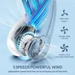 5-Speed Bladeless Neck Fan – USB Rechargeable Wearable Cooler