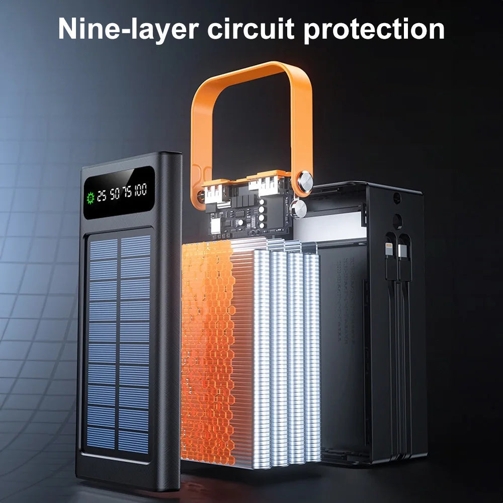 50,000mAh Solar Power Bank – PD 120W Fast Charge with LED Spotlight Famies by Dams