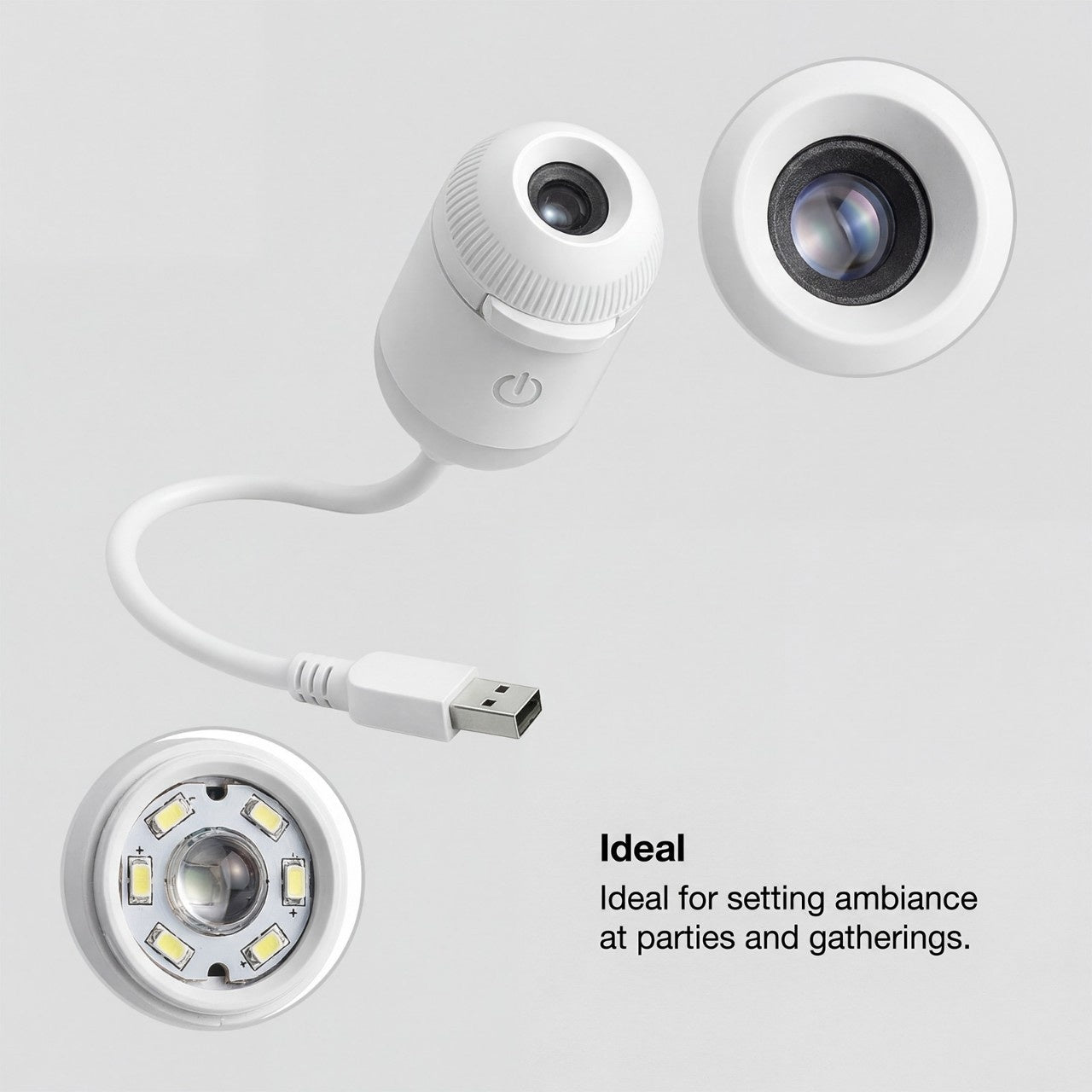 USB Projection Night Light – Colour-Changing Room Atmosphere Lamp Famies by Dams