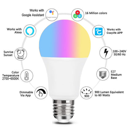 Wi-Fi Smart LED Bulb – RGBCW Colour Changing, Alexa & Google Compatible Famies by Dams