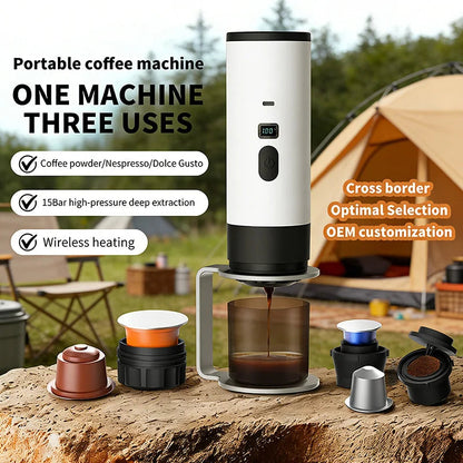 3-in-1 Portable Coffee Maker – 7800mAh for Car, Travel & Camping Famies by Dams