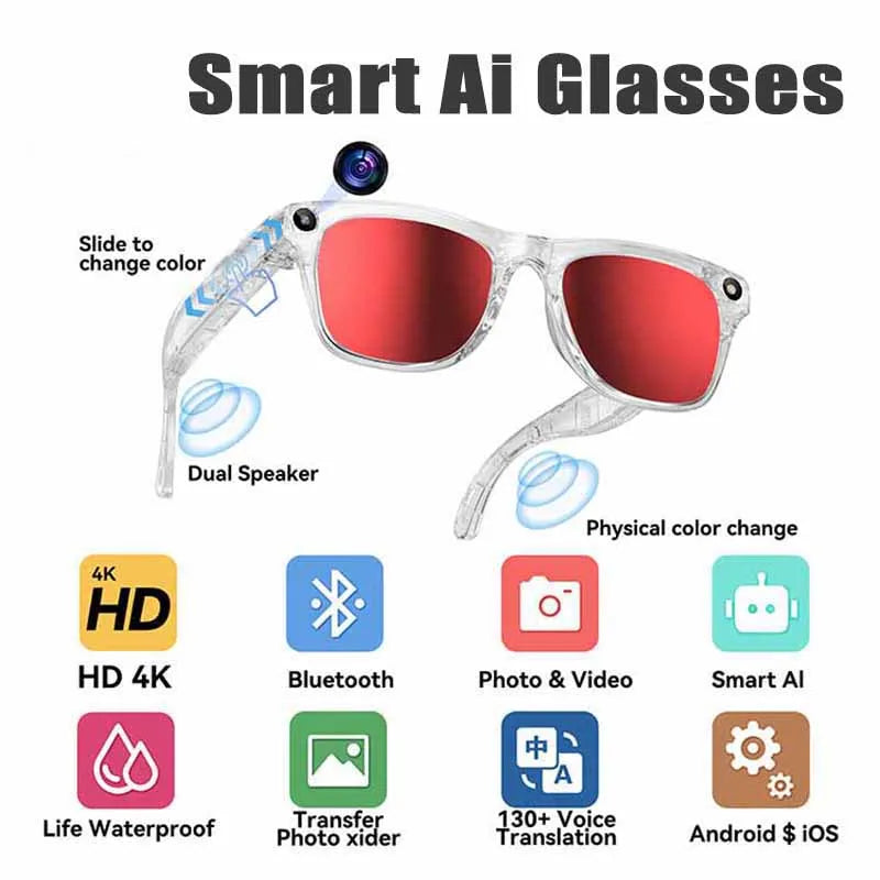 AI Smart Camera Glasses – 4K, Bluetooth Calling & Music Famies by Dams