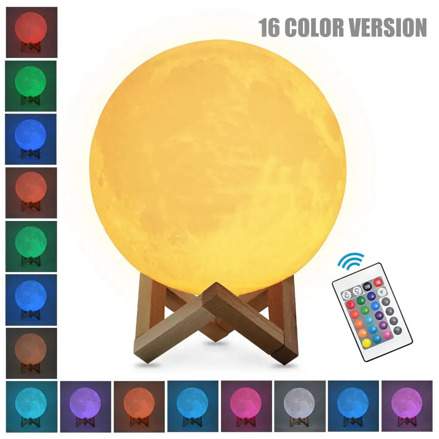 LED 3D Moon Lamp – Colour-Changing Lunar Night Light Famies by Dams